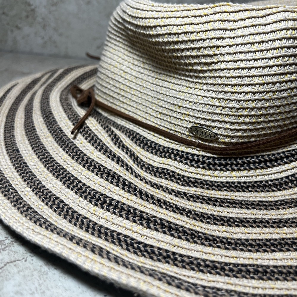 Scala Hat Handmade Woven‎ Straw Hat Women's One Size Beige Boho Sun Gardening - Picture 2 of 7